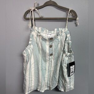 Art Class Green and White Striped Top